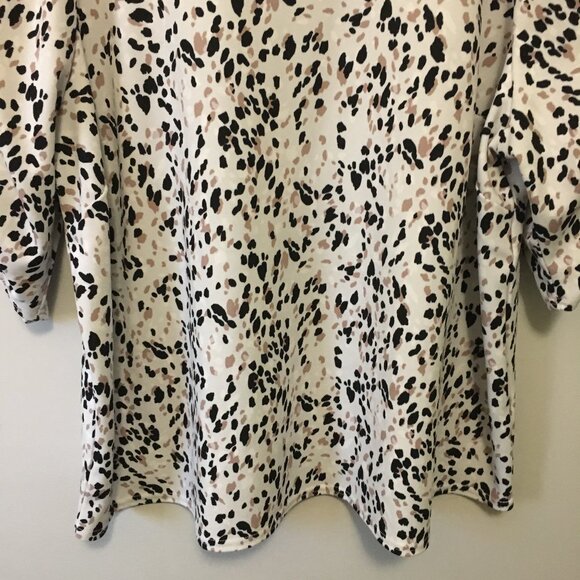 MELLODAY Cheetah Print Ruched Half Sleeve Top - 2X - Picture 5 of 15